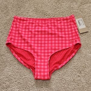 Albion High-Waist Bikini Bottoms in Pink Gingham